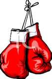 A pair of red boxing gloves